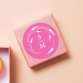 Fuchsia Roze Monogram Bruiloft Stickers