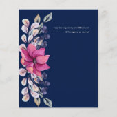 Fuchsia Roze Navy Blauwe Bloemige Bruiloft (Achterkant)