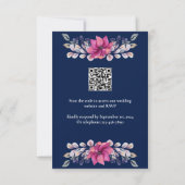 Fuchsia Roze Navy Details Bijlage QR Code RSVP (Achterkant)