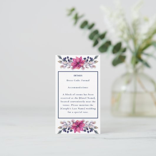 Fuchsia Roze Navy Details Bijlage QR Code RSVP (Staand voorkant)