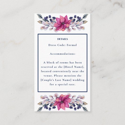 Fuchsia Roze Navy Details Bijlage QR Code RSVP (Voorkant)