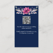 Fuchsia Roze Navy Details Enclosure RSVP QR Code Informatiekaartje (Achterkant)