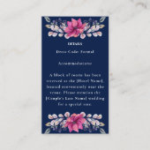 Fuchsia Roze Navy Details Enclosure RSVP QR Code Informatiekaartje (Voorkant)