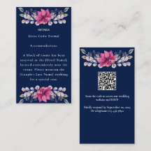 Fuchsia Roze Navy Details Enclosure RSVP QR Code