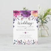 Fuchsia Roze Oranje Gember Trouw Uitnodigingen Bud (Staand voorkant)