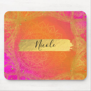 Fuchsia Roze Oranje & Goud Indiase Mandala Glam Muismat