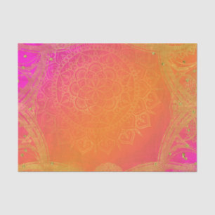 Fuchsia Roze Oranje & Goud Indiase Mandala Glam Tissuepapier