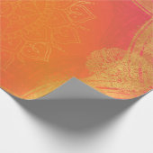 Fuchsia Roze Oranje & Gouden Indiase Mandala Feest Cadeaupapier (Hoek)
