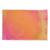 Fuchsia Roze Oranje & Gouden Indiase Mandala Glam Kussensloop (Achterkant)