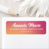 Fuchsia roze oranje gradiënt modern retour adres etiket (Insitu)