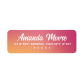 Fuchsia roze oranje gradiënt modern retour adres etiket (Voorkant)