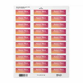 Fuchsia roze oranje gradiënt modern retour adres etiket (Full Sheet)