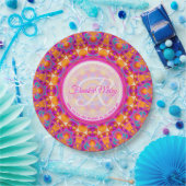 Fuchsia Roze Oranje Partij Mandala Monogram Papieren Bordje (Feest)