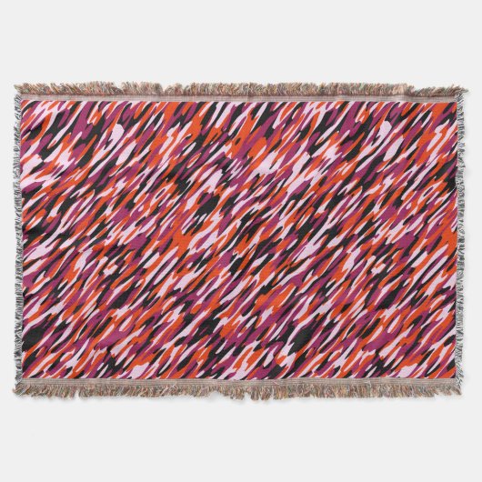 Fuchsia roze, oranje, zwart en wit camo  deken (Voorkant)