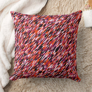 Fuchsia roze, oranje, zwart en wit camo kussen