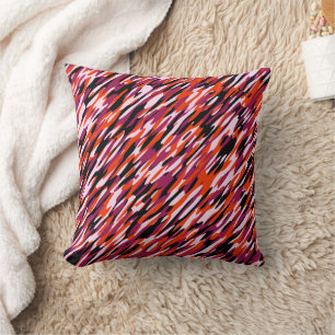 Fuchsia roze, oranje, zwart en wit camo kussen