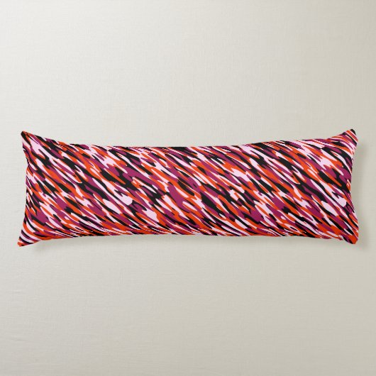 Fuchsia roze, oranje, zwart en wit camo lichaamskussen (Voorkant)