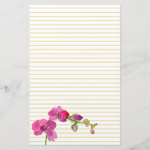 Fuchsia roze orchidee bloem geel gevoerd briefpapier
