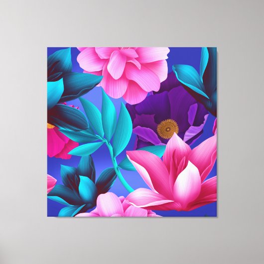 Fuchsia roze Paarse bloem Canvas Afdruk (Voorkant)