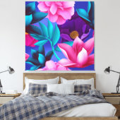 Fuchsia roze Paarse bloem Canvas Afdruk (Insitu (Slaapkamer))