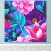 Fuchsia roze Paarse bloem Canvas Afdruk (Insitu (Houten vloer))