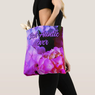 Fuchsia Roze paarse bloemen beste tante ooit Tote Bag