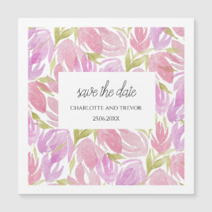 Fuchsia Roze Paarse Waterverf Bloemen Patroon