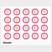 Fuchsia roze plaid schattig dank u lente bloemen ronde sticker (Vel)
