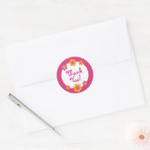Fuchsia roze plaid schattig dank u lente bloemen ronde sticker (Envelop)