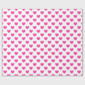 Fuchsia roze polka harten op wit cadeaupapier (Vlak)