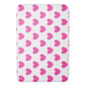 Fuchsia roze polka harten wit badmat (Voorkant Verticaal)