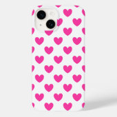 Fuchsia roze polka harten wit Case-Mate iPhone case (Achterkant)