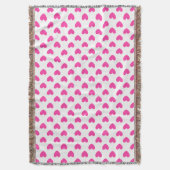 Fuchsia roze polka harten wit deken (Voorkant Verticaal)