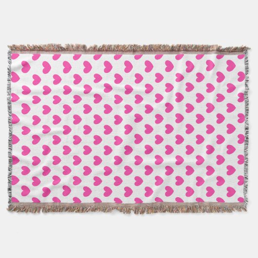 Fuchsia roze polka harten wit deken (Voorkant)