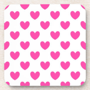 Fuchsia roze polka harten wit drankjes onderzetter