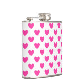 Fuchsia roze polka harten wit heupfles (Rechts)