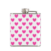 Fuchsia roze polka harten wit heupfles (Achterkant)