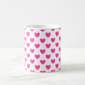 Fuchsia roze polka harten wit koffiemok (Center)