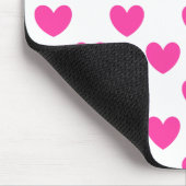 Fuchsia roze polka harten wit muismat (Hoek)