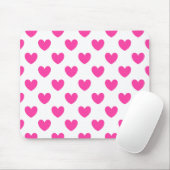 Fuchsia roze polka harten wit muismat (Met muis)