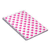 Fuchsia roze polka harten wit notitieboek (Rechterzijde)