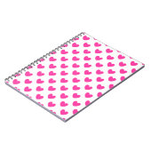 Fuchsia roze polka harten wit notitieboek (Linkerzijde)