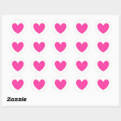 Fuchsia roze polka harten wit ronde sticker (Vel)