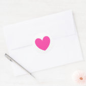 Fuchsia roze polka harten wit ronde sticker (Envelop)
