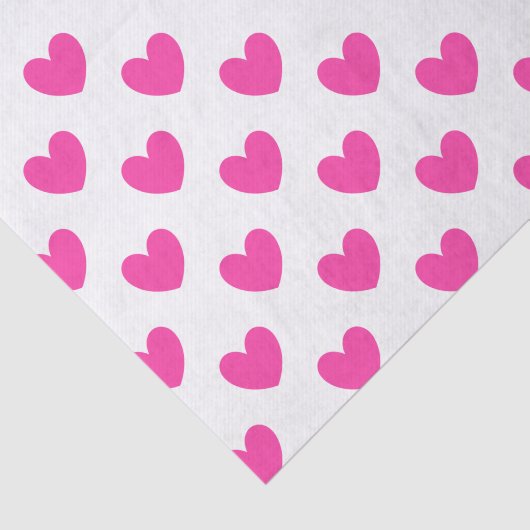 Fuchsia roze polka harten wit tissuepapier (Detail)