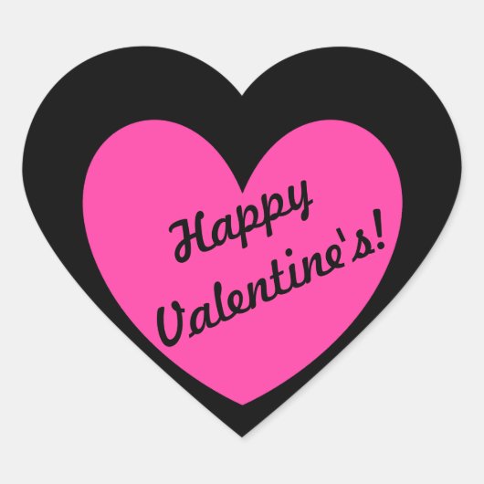 Fuchsia roze polka harten zwart hart sticker (Voorkant)