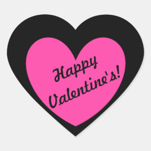 Fuchsia roze polka harten zwart hart sticker