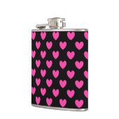 Fuchsia roze polka harten zwart heupfles (Links)