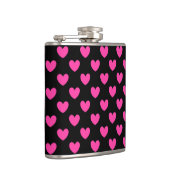 Fuchsia roze polka harten zwart heupfles (Rechts)