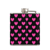 Fuchsia roze polka harten zwart heupfles (Achterkant)